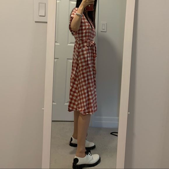 Mango pink and white plaid summer midi dress, S - Picture 2 of 8